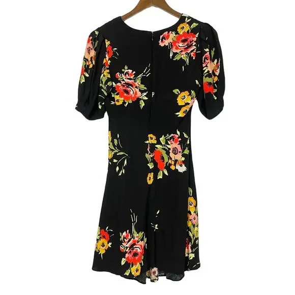 Free People | Neon Garden Black Floral Mini Dress - Picture 4 of 12